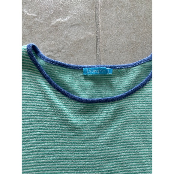 J McLaughlin Sweater Womens Small Green Blue Striped 3/4 Sleeve Coastal‎ Preppy - Picture 7 of 10